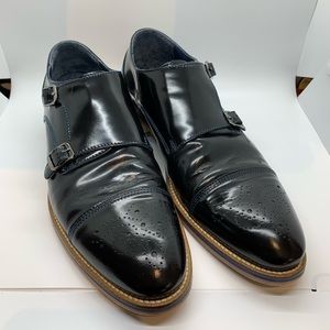 Johnston & Murphy Double Monk Strap.  Black with blue stitching. 9.5 Classy!